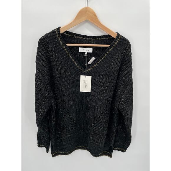 John & Jenn Evereve NWT Black Fabio Sweater with Gold Shimmer // M - Picture 3 of 12
